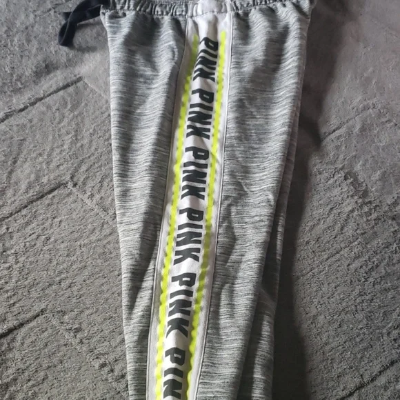 PINK Victoria's Secret Gray Joggers with Neon Accents - Picture 5 of 5